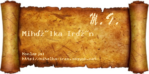 Mihálka Irén névjegykártya
